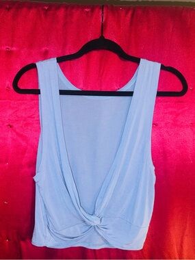 👑 BLUE SIZE XS AERIE OFFLINE OPEN BACK KNOT ATHLEISURE TOP